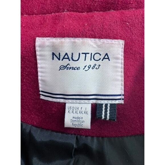 "NAUTICA" Red,Wool Blend,Pea Coat,Zip & Toggle , Hooded, Dk Romance, Fisherman - Picture 5 of 10